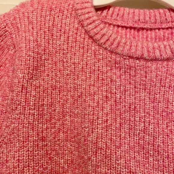 Cider Short Sleeve Cropped Crew Sweater Top Pink M Medium - Picture 2 of 3